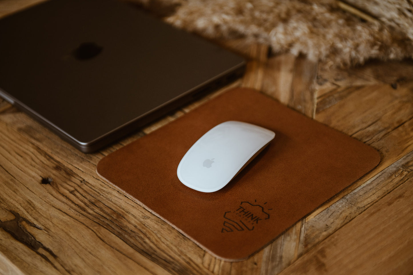 Skórzana podkładka pod mysz - jasny brąz