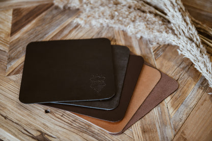 Skórzana podkładka pod mysz - ciemny brąz