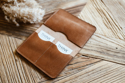 Zestaw biznesowy - portfel, wizytownik i etui na karty z wysokiej jakości skóry bydlęcej - jasny brąz-1