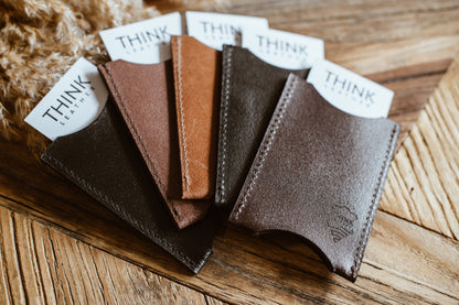 Skórzany wizytownik premium - jasny brąz