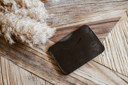 Skórzane etui na karty - cardholder - czarny